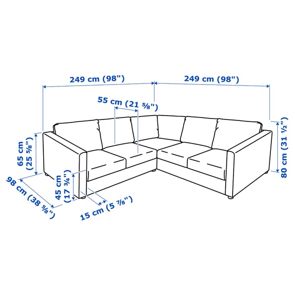 VIMLE Corner sofa, 4-seat, Grann/Bomstad black
