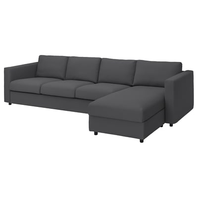 Dark grey VIMLE sectional sofa, modern l-shape, comfortable & removable cover.