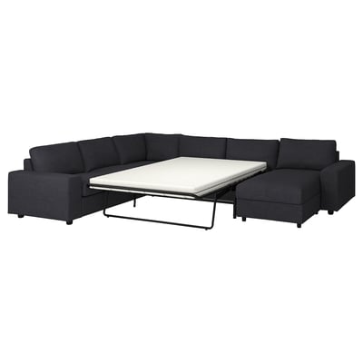 VIMLE Cvr crnr sofa-bed 5-seat w chs lng, with wide armrests/Hillared anthracite