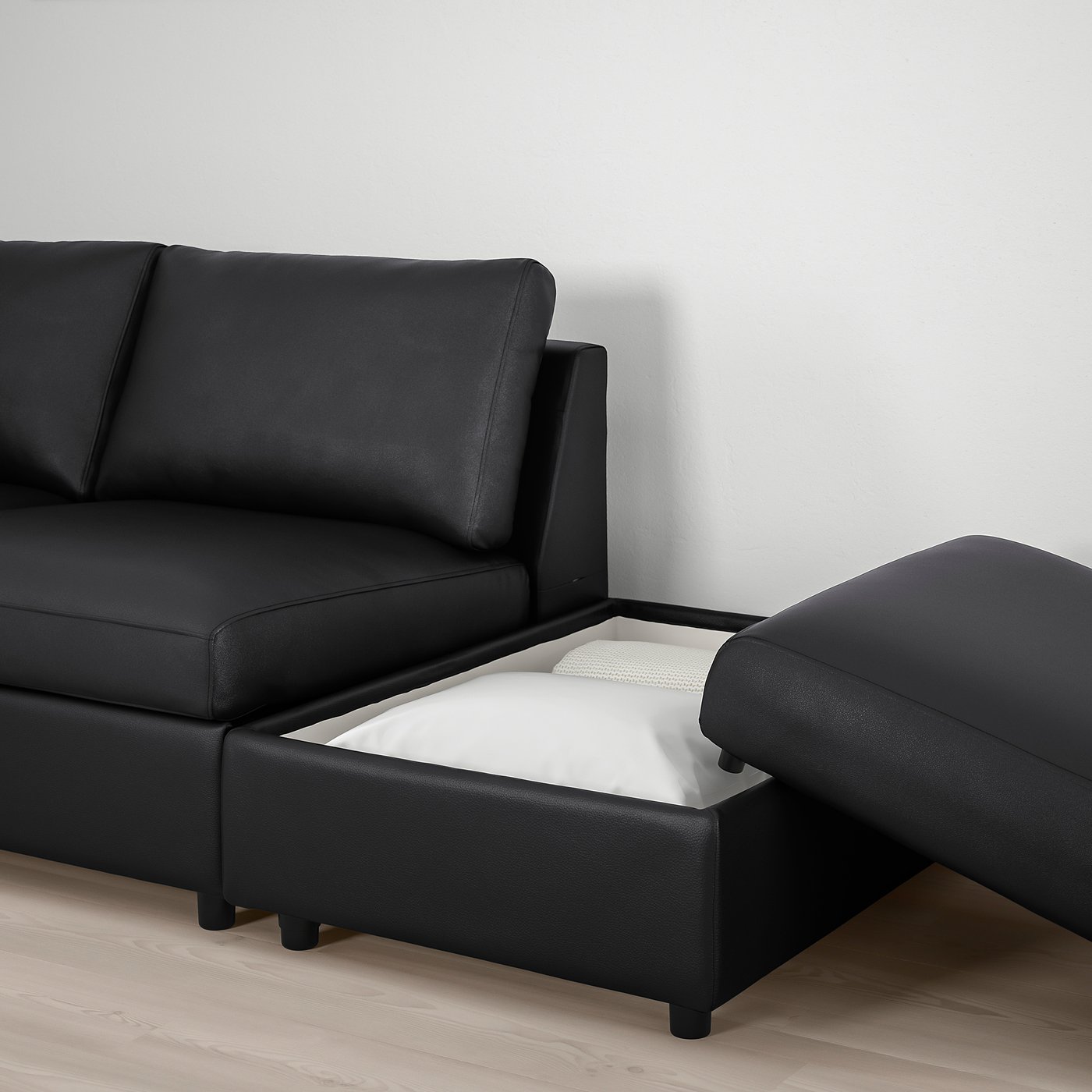 VIMLE u-shaped sofa, 6 seat, with open end/Grann/Bomstad black