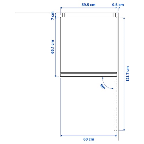 Illustration with measurements for the product: VINDÅS.