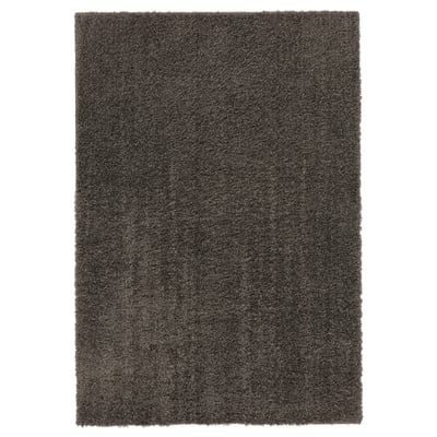 VINDEBÄK Rug, high pile, grey-brown, 133x195 cm