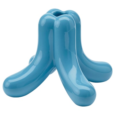 VINTERFINT Candlestick, light blue, 11 cm