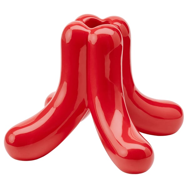VINTERFINT Candlestick, red, 11 cm