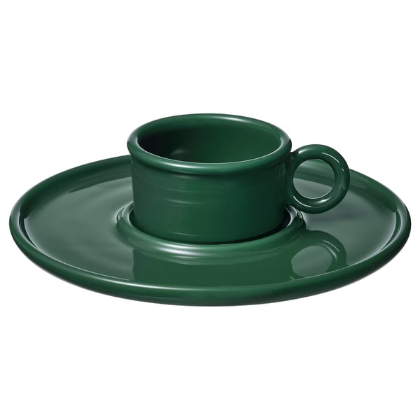 VINTERFINT Cup with saucer, dark green, 7 cl