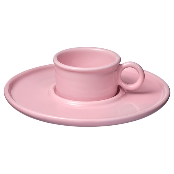VINTERFINT Cup with saucer, pink, 7 cl
