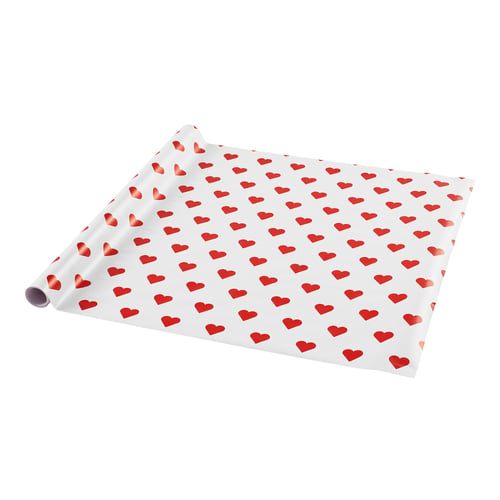 VINTERFINT Gift wrap roll, heart pattern/white/red, 3x0.57 m/1.71 m²