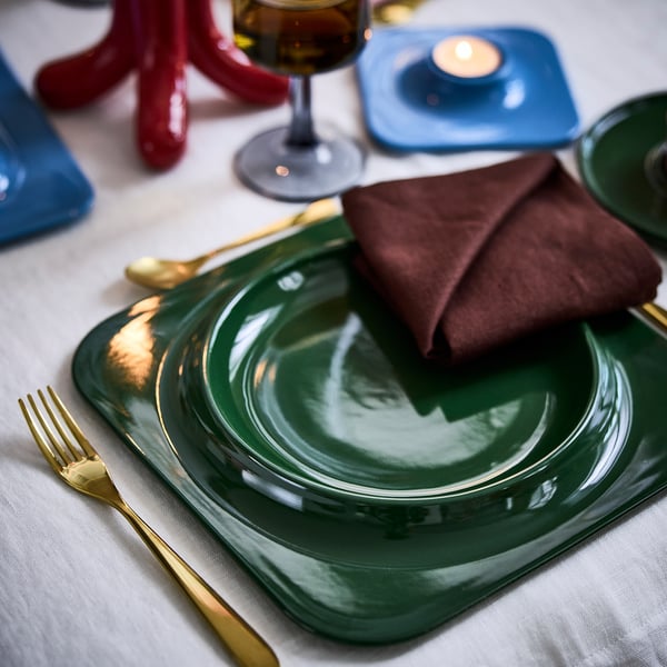 VINTERFINT Plate, dark green, 27x27 cm