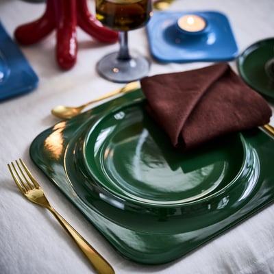 VINTERFINT Plate, dark green, 27x27 cm