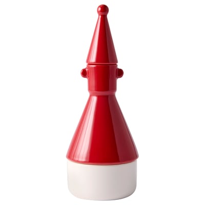 VINTERFINT red and white ceramic figure; conical head, round base.