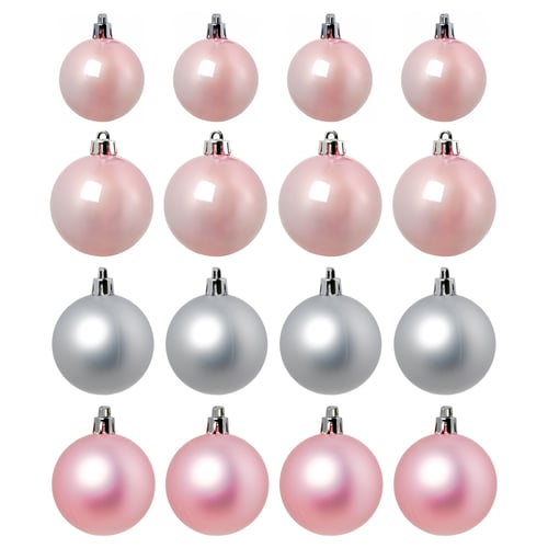 VINTERFINT Tree ornament set of 20, pink/silver-colour