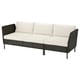 VITTSKÄR 3-seat sofa, armrests outdoor/plastic rattan dark grey Frösön/Duvholmen beige