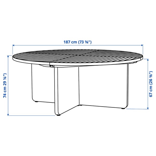 VITTSKÄR Table, plastic rattan outdoor/dark grey, 187 cm