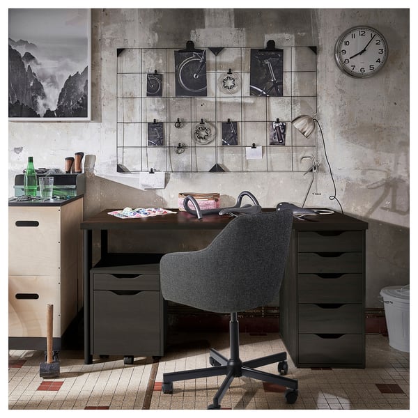 ALEX Skuffeseksjon på hjul, brunsvart/svart, 36x50 cm