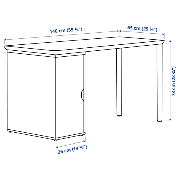 ANFALLARE / ALEX Skrivebord, bambus/hvit, 140x65 cm