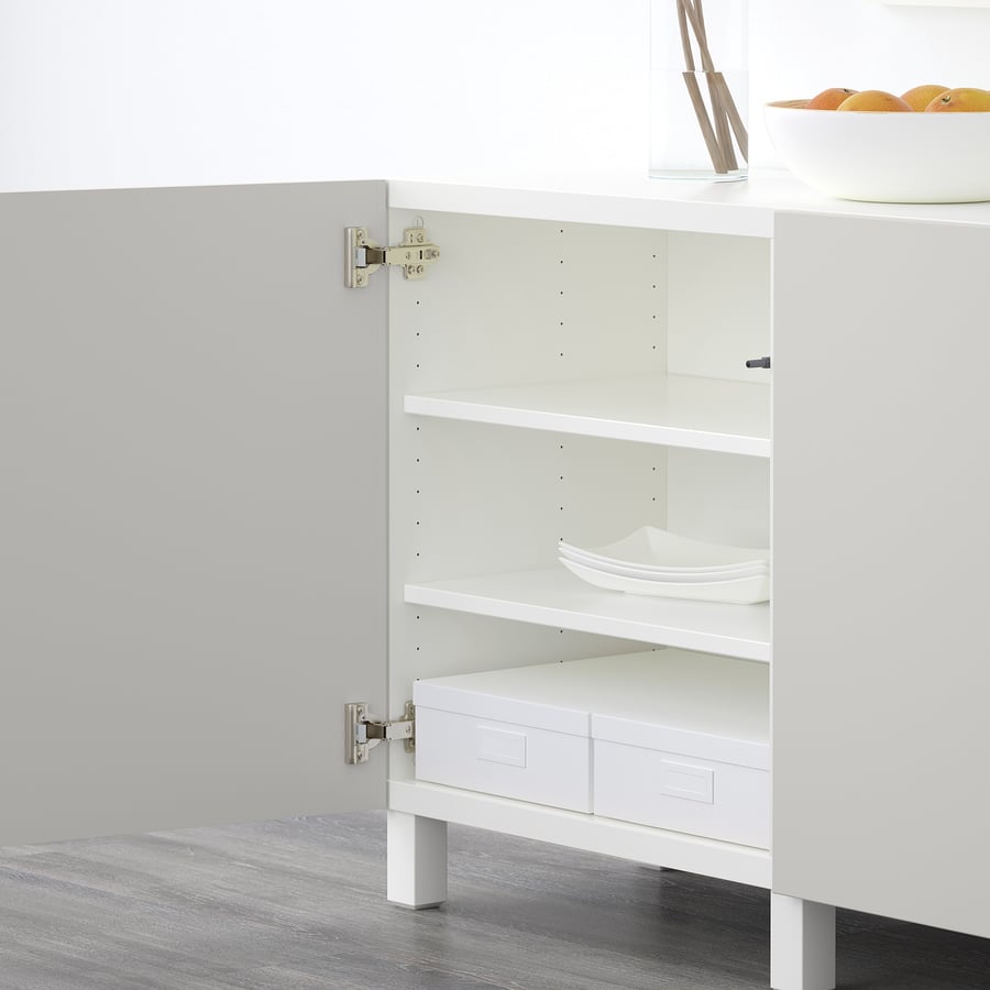 BESTÅ Oppbevaring med dører - hvit/Lappviken lys grå - IKEA