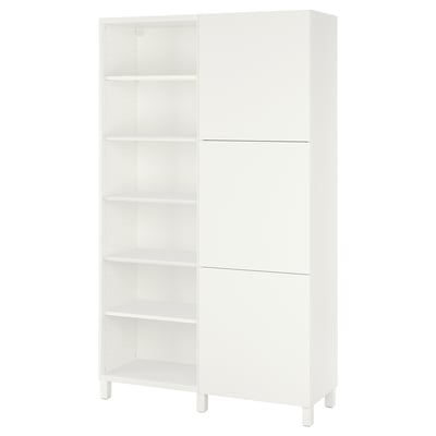 BESTÅ Oppbevaring med dører, hvit/Lappviken/Stubbarp hvit, 120x42x202 cm