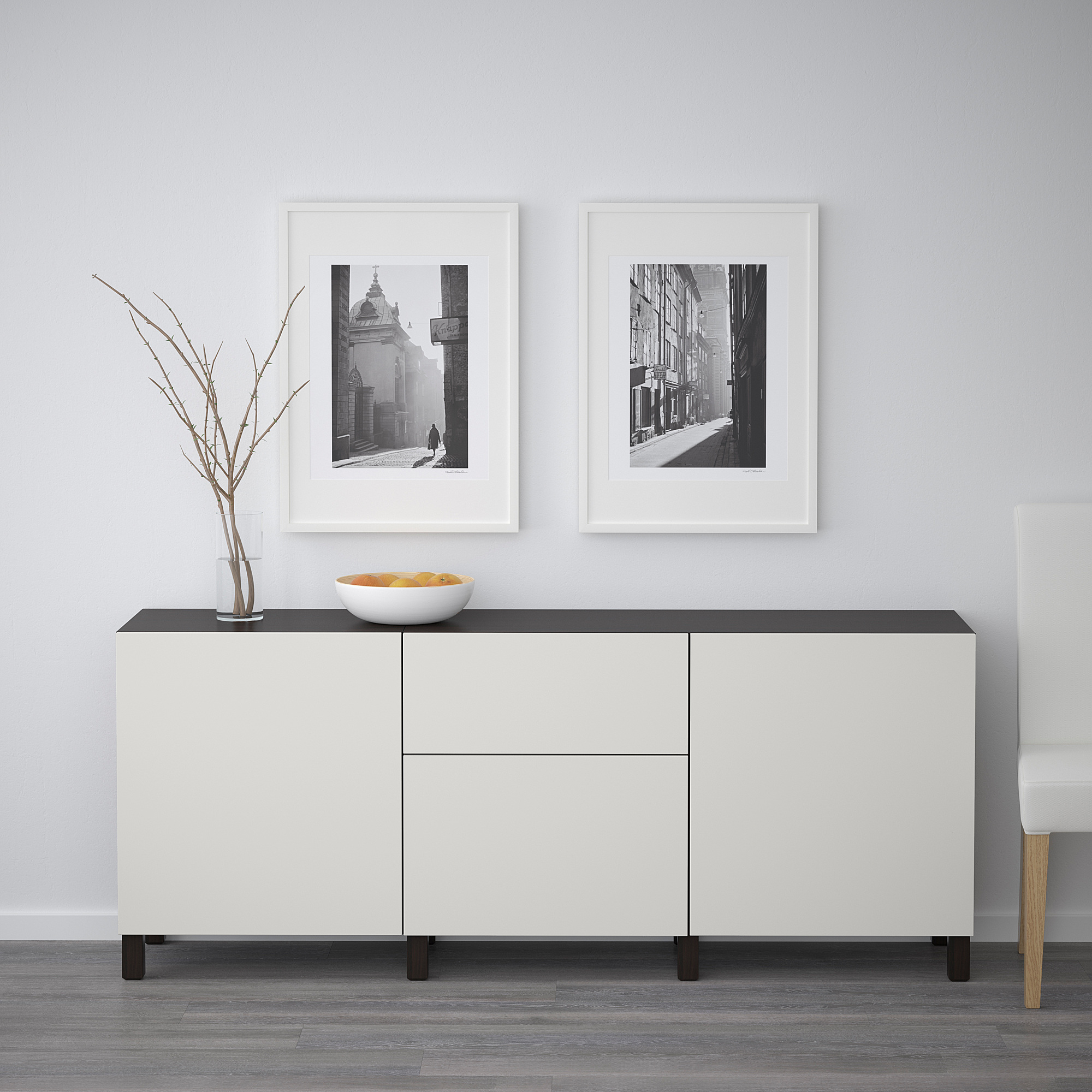 BESTÅ Kommode brunsvart, Lappviken lys grå IKEA