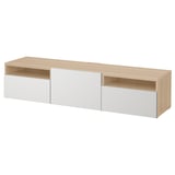 BESTÅ TV-benk, hvitbeiset eikemønster/Lappviken lys grå, 180x42x39 cm