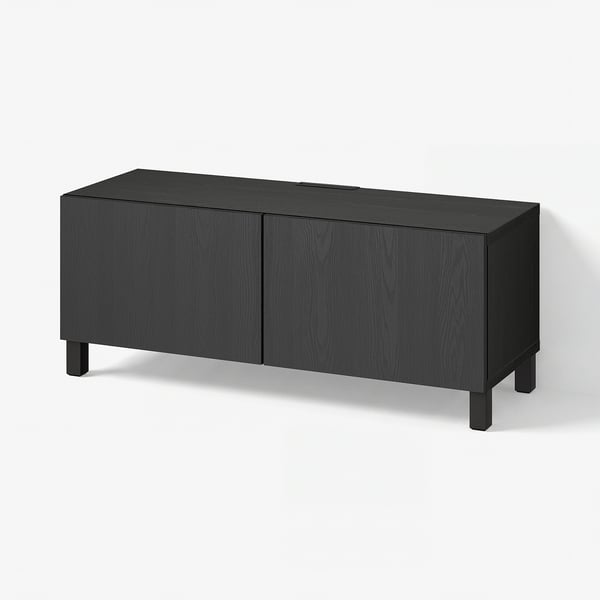 BESTÅ TV-benk med dører, brunsvart/Timmerviken/Stubbarp svart, 120x42x48 cm