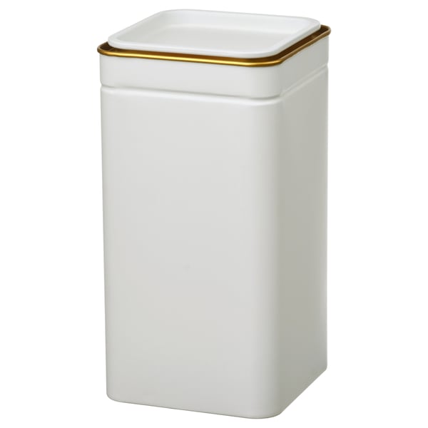 BLOMNING Boks med lokk, offwhite/til kaffe/te, 10x10x20 cm