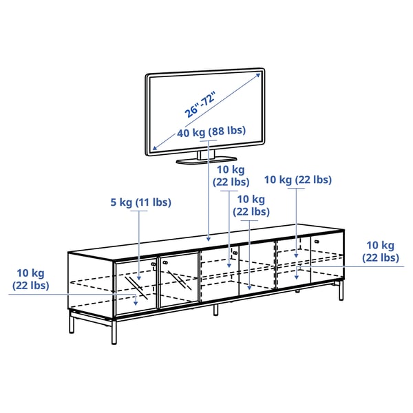 BOASTAD TV-benk, svart/eikefiner, 181x42x45 cm