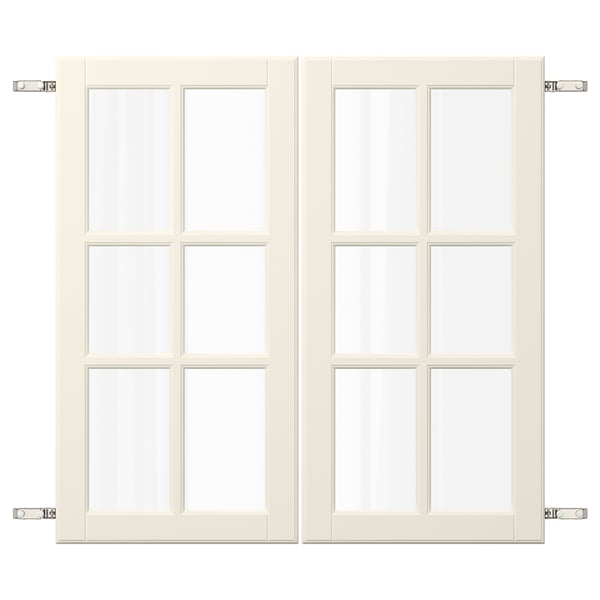 BODBYN Dørpar med hengsler, offwhite, 80x80 cm