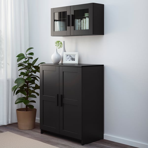 BRIMNES Skap med dører - svart - IKEA