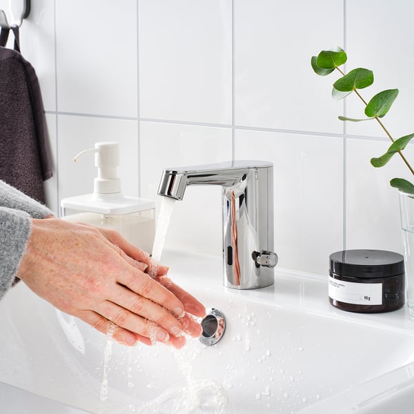 BROGRUND Blandebatteri med sensor, forkrommet