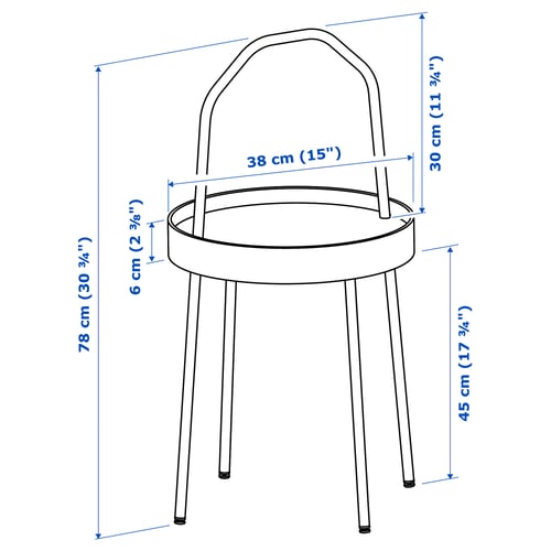 BURVIK Bord, svart, 38 cm