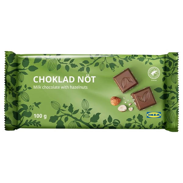 CHOKLAD NÖT Melkesjokolade, med hasselnøtter Rainforest Alliance-sertifisert, 100 g