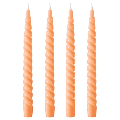 CONTORTATALL Kronelys, vridd/oransje, 25 cm