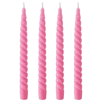 CONTORTATALL Kronelys, vridd/rosa, 25 cm