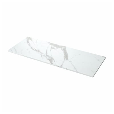 EKBACKEN Benkeplate, hvit marmormønstret/laminat, 186x2.8 cm