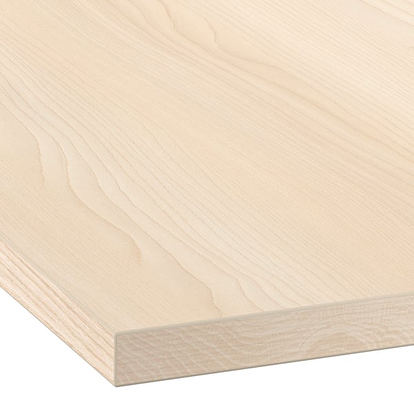 EKBACKEN Benkeplate, lyst askemønster/laminat, 246x2.8 cm