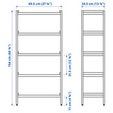 EKENABBEN Åpen hylle, asp/hvit, 70x34x154 cm