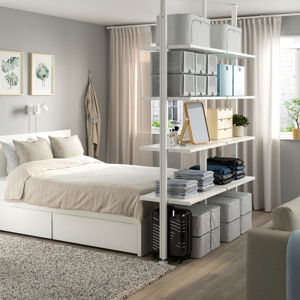 ELVARLI Åpen oppbevaringskombinasjon, hvit, 175x51x222-350 cm