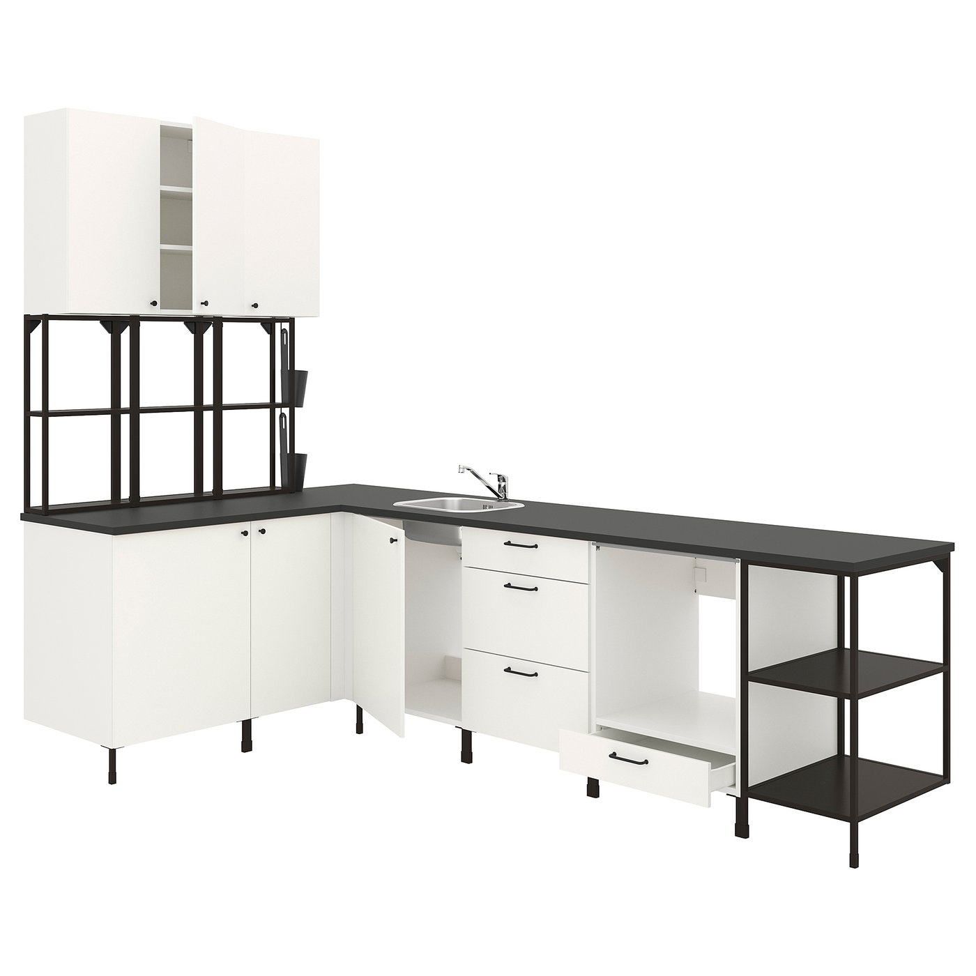 ENHET Hjørnekjøkken - antrasitt/hvit - IKEA