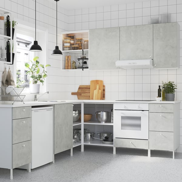 Enhet Hjornekjokken Hvit Betongmonstret Ikea