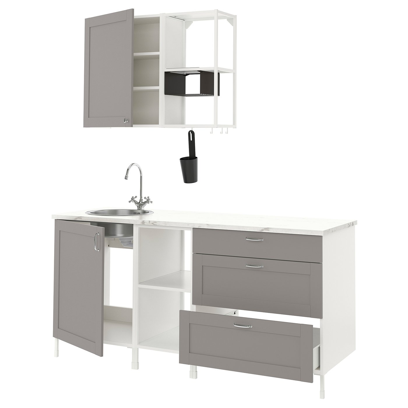 ENHET Kjøkken - hvit/grå ramme - IKEA