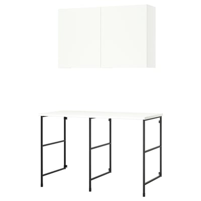 ENHET Oppbevaringskombinasjon, antrasitt/hvit, 139x63.5x90.5 cm