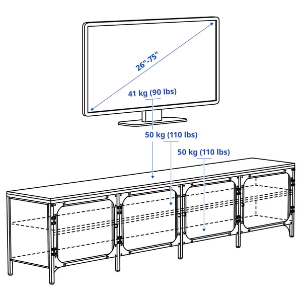 FJÄLLBO TV-benk, svart, 198x45x54 cm