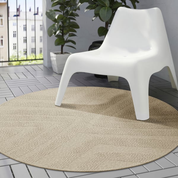 FULLMAKT Teppe flatvevd, inne/ute, beige/melert, 130 cm