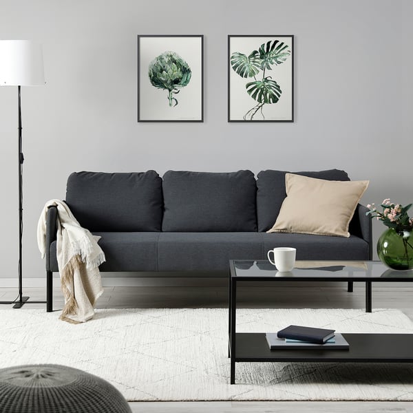 GLOSTAD 3-seters sofa, Knisa mørk grå