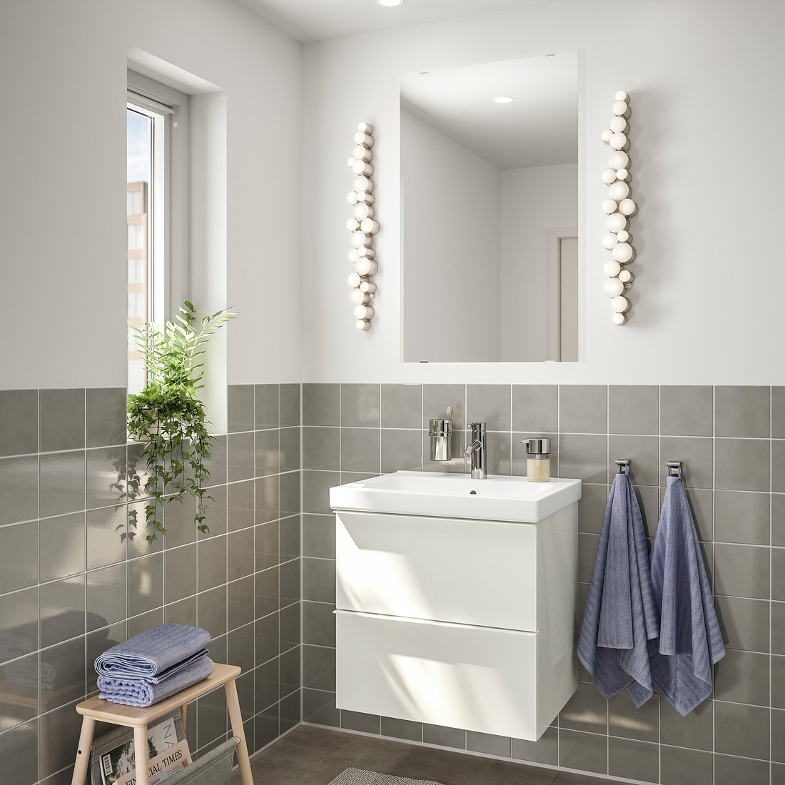 GODMORGON / ODENSVIK Baderomsmøbler, 4 deler - høyglans ...