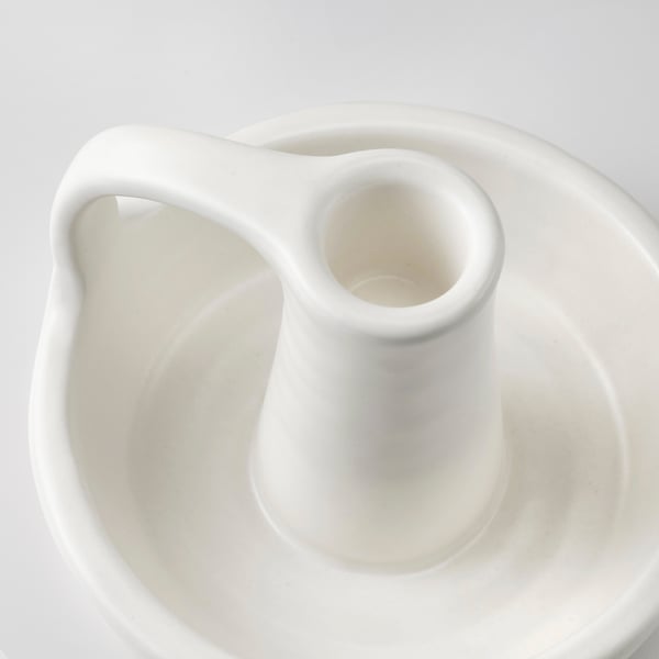 GODTAGBAR Lysestake, keramikk hvit, 8 cm