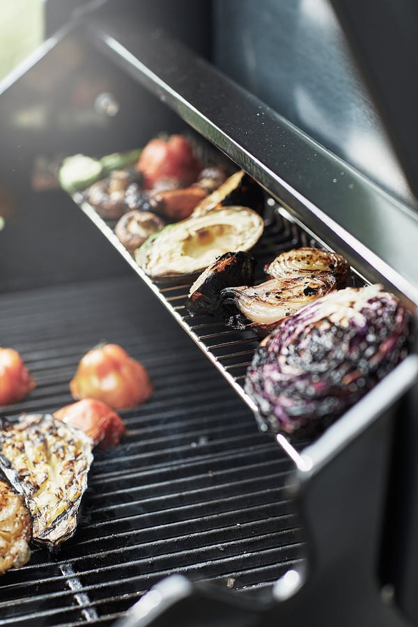 GRILLSKÄR Gassgrill med 2 sidebord, rustfritt stål/utendørs, 85/109/133x61 cm