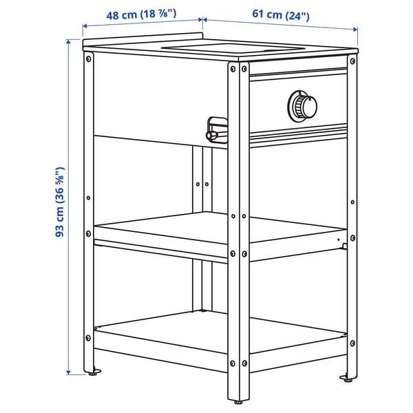 GRILLSKÄR Sidebrennere, svart/rustfritt stål utendørs, 48x61 cm