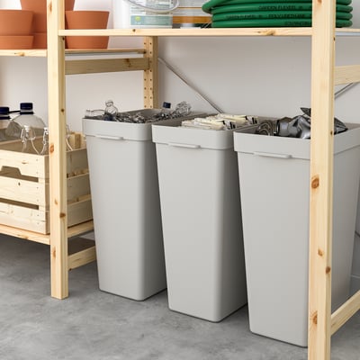 HÅLLBAR Dunk uten lokk, lys grå, 35 l