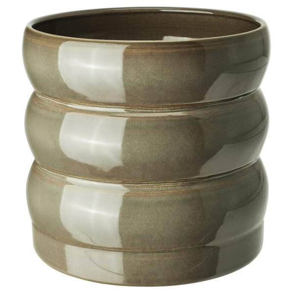 HASSELBUKETT Blomsterpotte, inne/ute/grønn/brun, 15 cm